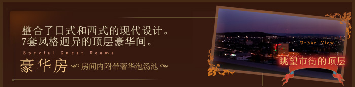 融合了日式和西式的现代设计。顶层有室内装饰各不相同的7个豪华间